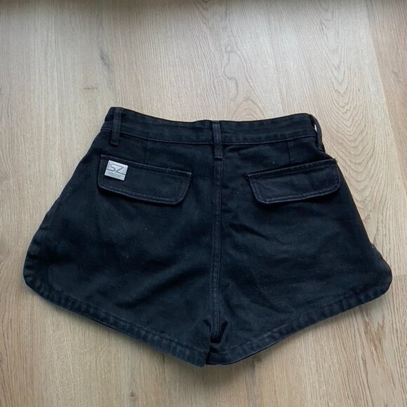 Black Denim Cargo Shorts - Picture 2 of 6